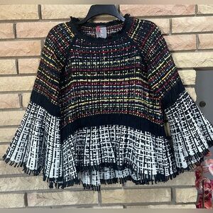 Free People Pe De Chumbo Wool Blend   Multicolor Top Sz L Made in Portugal